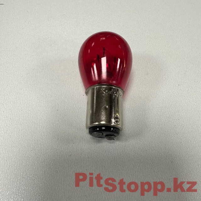 2110. Автолампа с патроном P21 2х спиральная 12V 5W красная Kraft KT700046 (3)